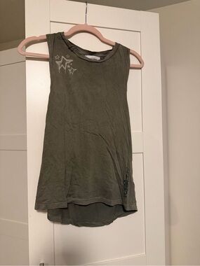 soulcycle Olive Green Muscle Tee with Star Accent